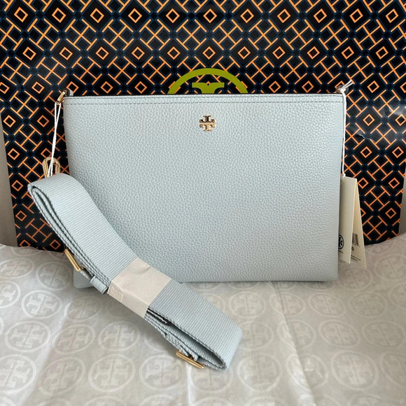 Tory Burch Blake Swingpack Crossbody Bag Seltzer Gold Blue - Picture 1 of 10
